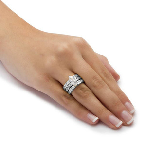 Bague large à trois rangs Marquise pour femme, bijou de mode classique, audacieux et étincelant - Product Image 2