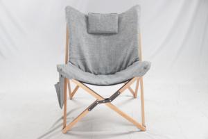 Chaise papillon pliable et portable en bois avec coussin moelleux confortable pour la plage, le camping ou les séjours en pyjama - Product Image 2