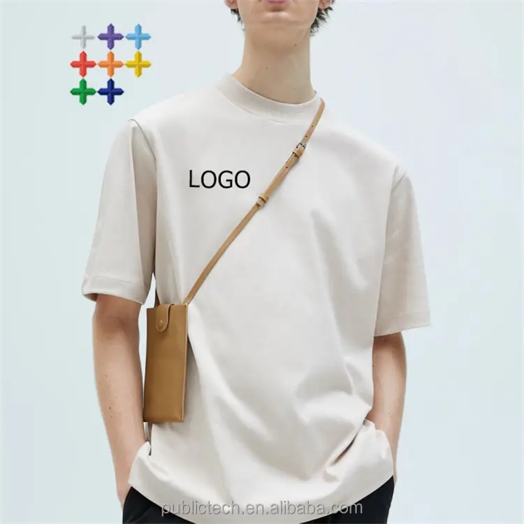 OEM Wholesale heavy cotton mock neck high quality blank plain custom logo men t shirt
