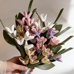 PU Leather Flower <b>Bag</b> <b>Charm</b> Faux Leather Osmanthus Flower <b>Bag</b> Pendant Exquisite Car Keychain Pendant Multi-Color Flowers - Product Image 1
