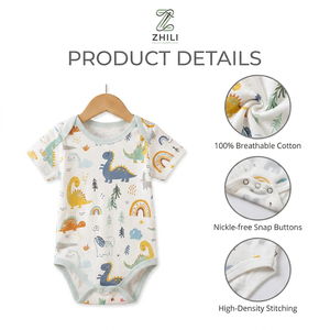 Traje de escalada transfronterizo de algodón puro transpirable de manga corta con estampado de dibujos animados para bebés, universal para las cuatro estaciones, para niños y niñas. - Product Image 2