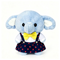 Peluche d'éléphant moelleuse avec chemise blanche douce, nœud papillon jaune assorti et jupe bleu foncé – Adorable peluche d'éléphant en peluche