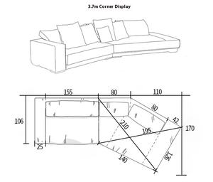 Nordic italiano minimalista tessuto angolo divano Set piccolo soggiorno amichevole rimovibile Design unico lavabile - Product Image 6