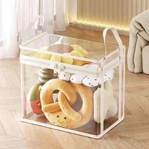 Boîte de rangement pour jouets en plastique transparent avec fermeture éclair, grand format carré, pour poupées et figurines, organisation de la maison - Product Image 2