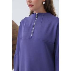 Túnica Morada con Capucha para Mujer Puane, con Detalle de Cremallera Frontal, Tela Suave para Uso Diario Informal y Deportivo - Product Image 5