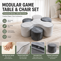 Ensemble table et chaise de jeu modulaire en éponge compressée 30D avec revêtement en velours côtelé pour salon et salle de jeux