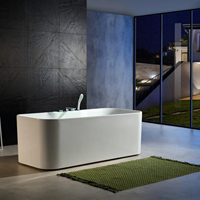 Baignoire de massage rectangulaire en acrylique, spa d'hydrothérapie intérieur avec jets de massage et éclairage LED pour la maison, l'hôtel, la villa