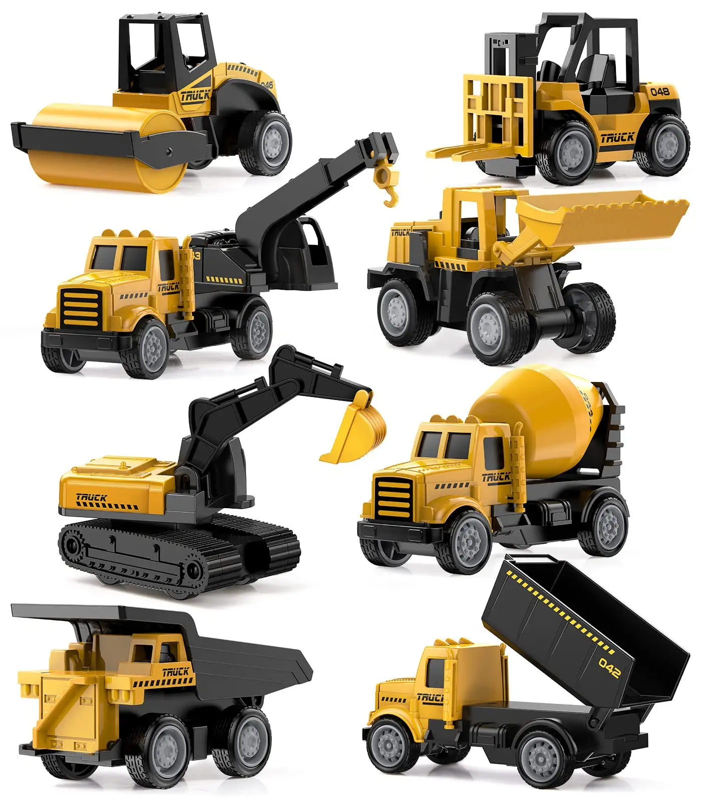 Alloy Small Construction Cars Vehicles Die Cast Mini Construction Truck Toys Set with Bulldozers Excavator Cement Dump Forklift