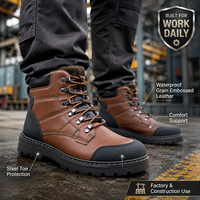 Chaussures de sécurité de randonnée en cuir gaufré imperméable MaxiTough, embout en acier, semelle anti-perforation, bottes de travail PU/PU, toutes saisons, fabriquées en usine