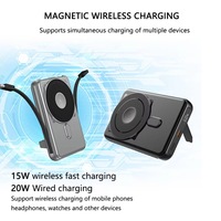 Batterie externe magnétique sans fil QI2 10000mAh avec câbles doubles intégrés, support de téléphone portable, charge rapide