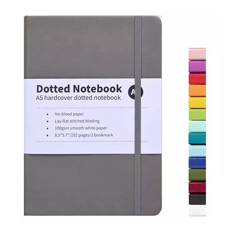 Notebook Dotted School Diary Customizable Pu Journal Printing Logo Custom A5 Hardcover Business Leather Notebooks With Elastic Band