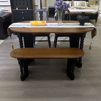 Ensemble de table à manger rectangulaire moderne en bois massif de luxe pour salon, appartement, avec chaises