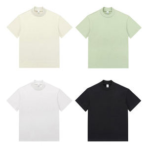 Nouveauté personnalisé 280gsm lourd 100% coton hommes col montant t-shirt DTG impression surdimensionné blanc plaine t-shirts pour hommes - Product Image 4