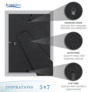 Marco de fotos de plástico de resina 5X7 PS moderno de alta calidad gris con plata y vidrio para decoraciones de escritorio o pared para el hogar - Product Image 5