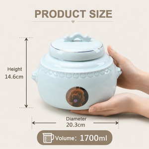 Guci Kremasi Keramik Mewah Buatan Tangan Bentuk Tetesan Air Mata dengan Jejak Kaki untuk Menyimpan Abu Jenazah Hewan Peliharaan, Hadiah Kenangan dengan Ukiran Khusus - Grosir Pabrik - Product Image 4