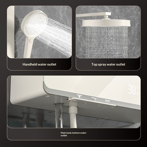 סט מקלחת תרמוסטטי דיגיטלי מינימליסטי בצבע נחושת עם בר הזזה, ראש מקלחת עליון חכם, ידית רב תכליתית - Product Image 3