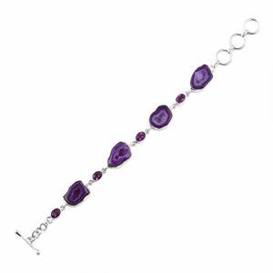 Geode Druzy & Amethyst Gemstone Bracelet à maillons en argent pour femmes Lovely Bracelet en argent sterling massif 925 Bijoux faits main - Product Image 2