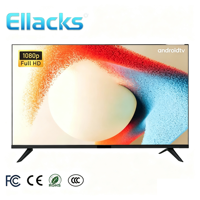 TV Pintar LED UHD 4K 55 Inci Layar Besar Android Tanpa Bingkai Warna Hitam, Penjualan Langsung Pabrik, Laris untuk Hotel & Rumah