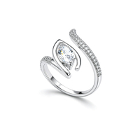 Bijoux fins, bague ouverte en argent sterling 925, coupe marquise, pavée de zircon, bague pour femme, livraison directe d'usine, vente en gros