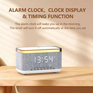 Altavoz Bluetooth Portátil con Cargador Inalámbrico de 15w, Reloj Despertador, Luz LED RGB de Colores, Lámpara de Escritorio, <span class=keywords><strong>Radio</strong></span> <span class=keywords><strong>FM</strong></span> para Sala de Estar o Mesita de Noche - Product Image 6