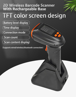TP20BG 1D 2D Lector de Códigos QR Portátil con Pantalla, Escáner de Códigos de Barras Inalámbrico 2.4G para Supermercado, Evita la Repetición