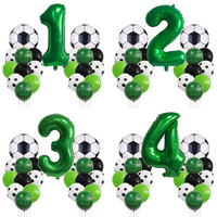 Ensemble de ballons en aluminium pour fête de football, comprenant un ballon de football et un ballon chiffre vert