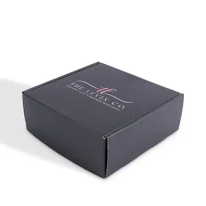 Caixa de papel para embalagem de cosméticos, papel ondulado preto fosco com estampa de tinta de soja, caixa de papel