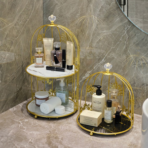 Birdcage Storage Rack 3 Tier Marble Top Cosmetic Organizer <b>Desktop</b> Bathroom Kitchen Toilet Makeup Storage - Product Image 3