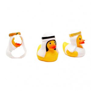 Pato de juguete flotante chirriante de plástico de 6 cm, estilo exótico, amarillo, con patrón de Oriente Medio - Product Image 3