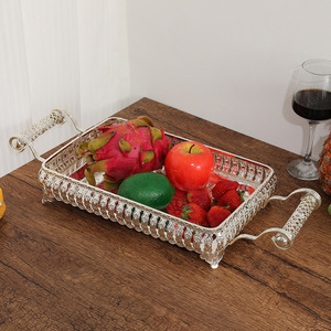 Vassoio Decorativo in Argento Stile Mediorientale - per Salotto, Tavolino da Caffè, Tè del Pomeriggio, Dessert, Caramelle e Torte - Product Image 1