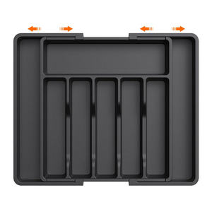Separadores de cajones de cubiertos ajustables de plástico organizador de cubiertos organizador de cajones de cocina expandible - Product Image 1