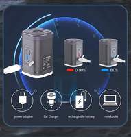 Pompe à air électrique sans fil QY Mini 3-en-1 avec moteur DC, gonfleur/dégonfleur intelligent pour la maison avec lumières, recharge USB, batterie 1200 mAh
