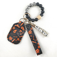Porte-clés en alliage pour femmes, décorations Halloween, porte-clés en perles, pour poignet en extérieur, vente en gros