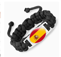 Bracelet en paracorde réglable de style occidental avec drapeau espagnol, drapeaux nationaux et logos de clubs de football européens