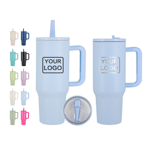 Vaso de viaje al por mayor de 40oz con asa y pajita abatible a prueba de fugas, <span class=keywords><strong>tazas</strong></span> con logotipo personalizado, vaso azul, taza, <span class=keywords><strong>termos</strong></span> para boda - Product Image 1