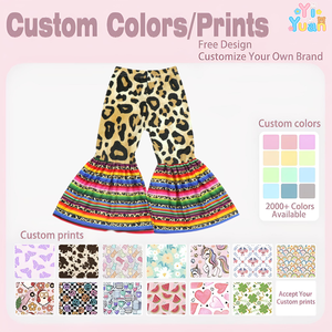 <span class=keywords><strong>Pantalon</strong></span> Patte d'Éléphant Léopard Coloré pour Filles, Style Serape Rayé, Taille Élastique, Western Cowgirl Bohème, Collection Boutique Enfant - Product Image 3