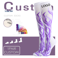 Glacier Genou Haute Compression Chaussettes Hommes Personnalisées Anti Varices 15-30 Mmhg Soins Infirmiers Courir Compression Chaussettes