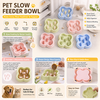 Bol anti-étouffement à alimentation lente NicePets avec tapis à lécher |   Bol antidérapant pour chien et chat à alimentation lente |   Ensemble d'alimentation bicolore 6 couleurs