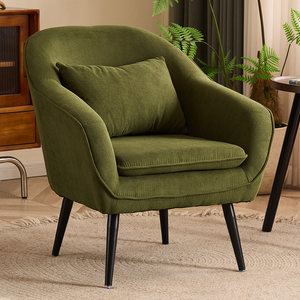 Fauteuil simple en <span class=keywords><strong>tissu</strong></span> velours côtelé rétro nordique, amovible et lavable, pour la maison, le balcon, l'hôtel, l'appartement, la chambre à coucher, fauteuil de détente - Product Image 1