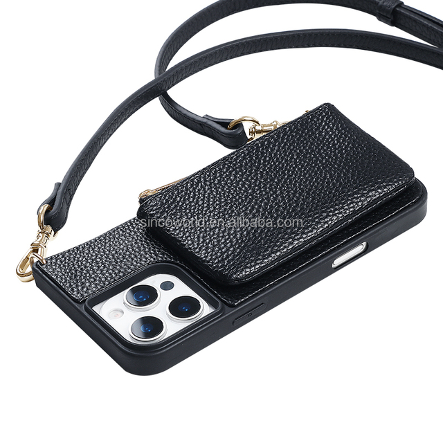 Handmade Luxury Women's Crossbody Leather Wallet Phone Case Pro Max Compatible Strap Exquisite Handmade Mobile Phone Case