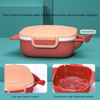 Boîte à lunch en acier inoxydable 304 à 3 compartiments, étanche, avec couvercle en silicone PP, portable pour enfants