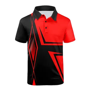 Camisas polo masculinas de desempenho de manga curta Golf Shi Secagem rápida e 100% poliéster com sua própria marca para esportes masculinos