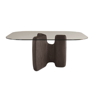 Tavolo da Pranzo di Alta Gamma Unico e Moderno <span class=keywords><strong>in</strong></span> <span class=keywords><strong>Legno</strong></span> Massello Fatto a Mano 6 Posti Rettangolare con Piano <span class=keywords><strong>in</strong></span> Vetro Temperato Arredamento per Soggiorno - Product Image 5