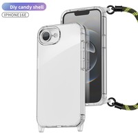 Coque de téléphone transparente en TPU souple antichoc découpée avec précision, avec lanière détachable à quatre coins, pour iPhone 18, 17, 16 Pro Max