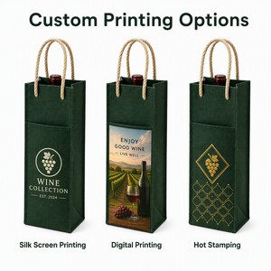 Bolsa de Vino Reutilizable de Tela No Tejida, Bolsa de Compras Plegable para Supermercado, con Logotipo Personalizado, Ecológica, para Botella de Vino - Product Image 5
