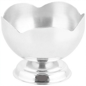 Taza para batidos ecológica al por mayor, cuenco de flores de acero inoxidable para helados, cafetería, cuenco para salsa con diseño de metal - Product Image 1
