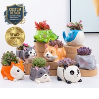 Jardinière en céramique pour plantes succulentes, motif animaux de dessin animé mignons, mini-pots de fleurs pour décoration intérieure, idéale pour la maison et le jardin.