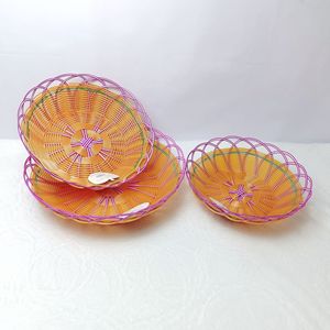 Round Metal Fruit Basket Set Orange Pink Living Room <b>Snack</b> Storage Food Container KTV <b>Bar</b> Dessert Plate 30 Series - Product Image 1