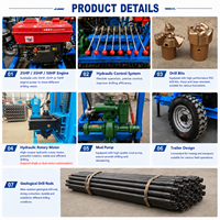 Foreuse de puits d’eau portable et personnalisable sur roues, remorquable, profondeur de forage de 200 m