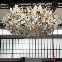 Couronnes florales suspendues en métal de 120 cm pour décoration de plafond de mariage, anneaux floraux pour lustre de mariage